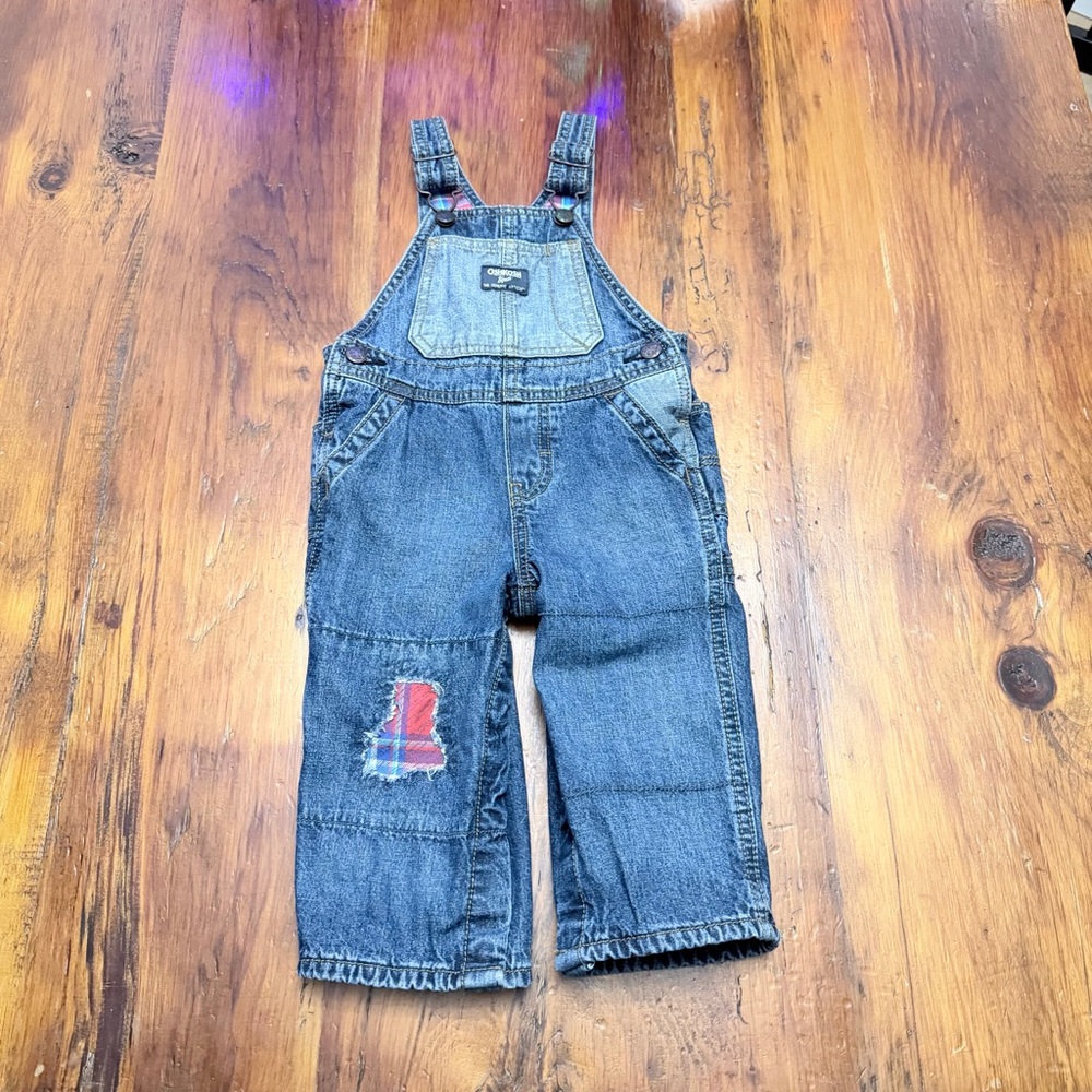 Oshkosh 18mo Lined red plaid overalls